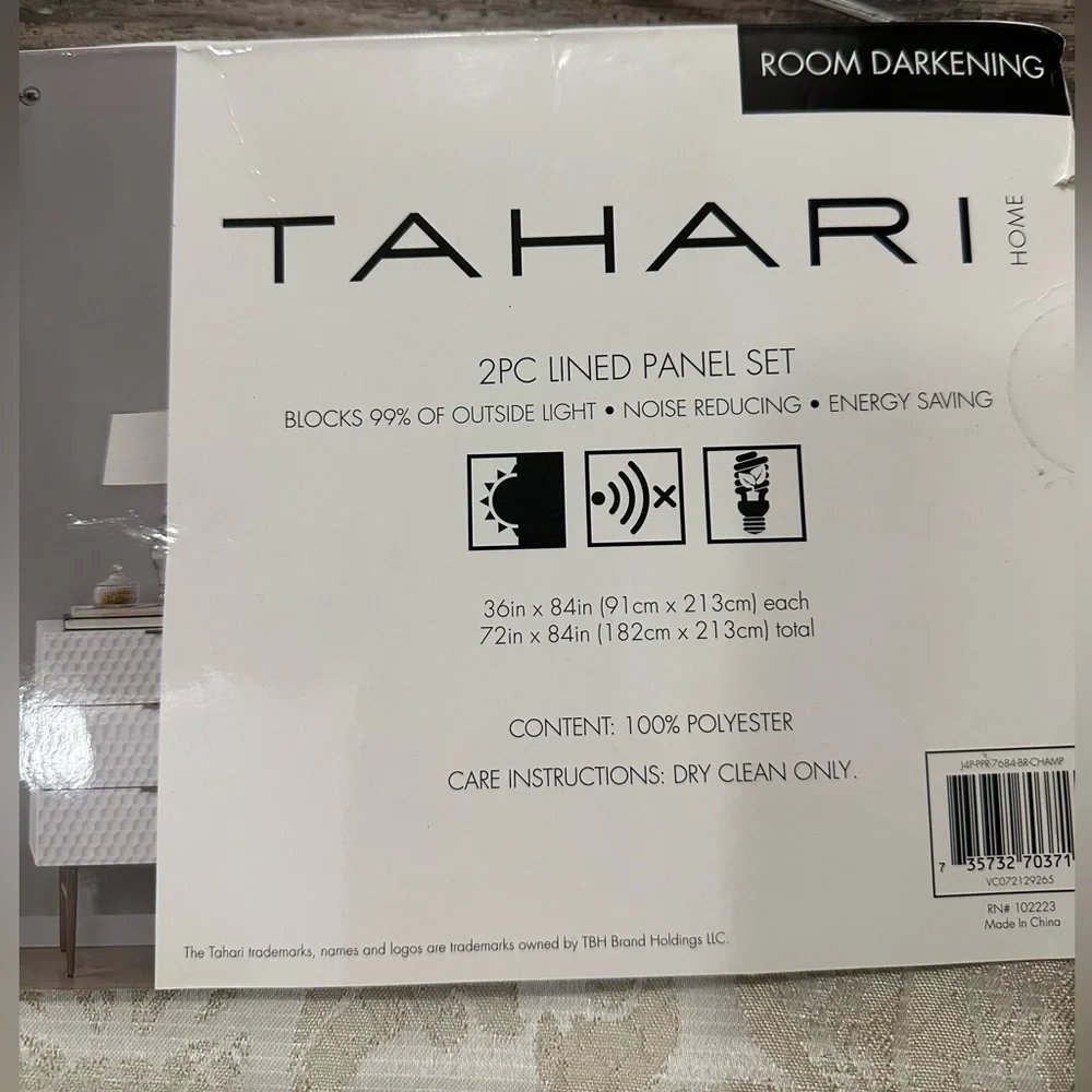 Tahari Home Room Darkening 2pc Lined Panel Set 36”x84”